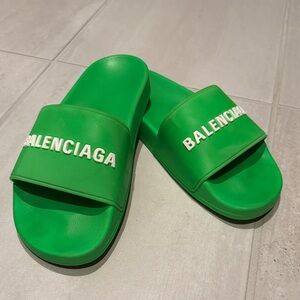 Balenciaga Vibrant Green Slide Sandals